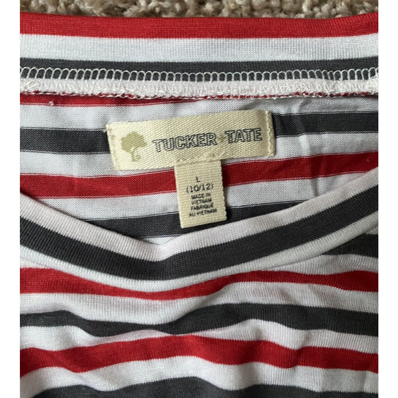 Tucker + Tate Girl's Size L 10/12 Knot Front Tee Multi Stripe Short Sleeve Top - Picture 7 of 8